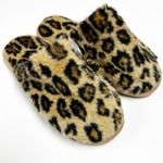 J.Crew NEW Leopard Fuzzy Faux Fur Slippers Womens 6 Animal Print Cozy Slip On Photo 0