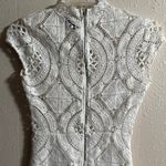 Hot Miami Styles Cream Mini Dress with Mock Neck and Flutter Sleeves Photo 6