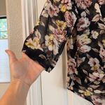 Leith Nordstrom Semi Sheer Drape Front Floral Blouse Top Size Medium Photo 4