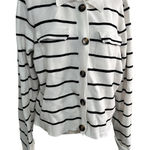 Tahari Size XL White Black Stripe Cropped Boxy Thin Sweater Business Chic Classy Photo 0