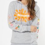 Nickelodeon ‎ Hoodie Pullover Gray 90s Cartoon Characters TV Show Sweatshirt Photo 0