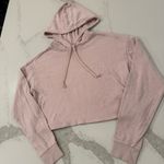 H&M  Divided Cropped LongSleeve Hoodie Sweatshirt Womens Small Pale Pink Cozycore Photo 1