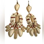 Lucky Brand Vintage Gold Tone stone Earrings boho hippie flower child whimsy Photo 2