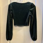 Forever 21 Teal Velvet Plunging Neckline Ruched Crop Top Long Sleeve Small Photo 1