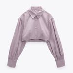 ZARA NWT  VOLUMINOUS POPLIN SHIRT TOP BLOGGERS FAV LILAC LARGE Photo 4
