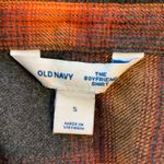 Old Navy Evermore Boyfriend Fit Flannel Shirt Orange Plaid Small Swiftie Cozy Photo 3
