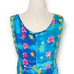 Jams World Vintage 90s Blue Floral Sleeveless Babydoll Midi Dress Small Vibrant Photo 7