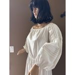 White cottagecore prairie midi on off shoulders dress big sleeves medium Photo 4