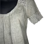 prAna Organic cotton scoop neck crochet short sleeve tie back lightweight boho shirt Photo 2