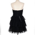 BCBGMAXAZRIA  Strapless Eve Tiered Tulle Mini Dress, Black Photo 3