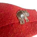 Handmade Orange Wool Clutch with Handmade Elephant Brooch OOAK Statement Piece Photo 1