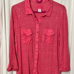 Sigrid Olsen  Women's Pink Button-Up Linen Shirt Size XL Photo 0