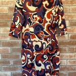 J. McLaughlin NWOT Abstract Print Midi Shift Dress Half Sleeve Pockets Small Photo 0