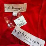 Philosophy NWT Coral Calla Lily Print Red and White Dress Flare Bottom, Sz Lg Photo 11