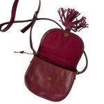Fossil Emi Red Tassel Leather Saddle Crossbody Bag Color Wine Photo 5