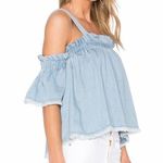 Central Park West New Removable Strap Off Shoulder Chambray Tank Top Blue Photo 2