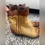 Stallion hand tooled leather zorro ankle cowboy boots Tan Size 7 Photo 6