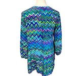 Amanda Uprichard Silk Chevron Pint Long Sleeve Tunic Blouse Top Blue Green Large Photo 1