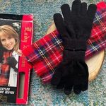 Vintage 80/90s Lady Ashton dead stock red plaid scarf and gloves set Photo 0