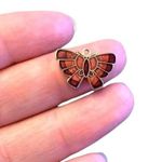 Boutique Delicate Butterfly Necklace Pendant Bracelet Charm Metallic Red and Gold Tone Photo 5