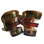 Vtg 1980s Carriage Court Brown Faux Patent Tortoiseshell Wedge Sandals Sz 7 Photo 3