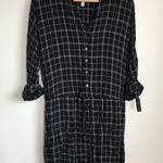 Soft Joie Iselyn Dress in Caviar Plaid Womens Sz S Shirt Long Sleeve Dra… Black Photo 1