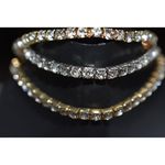 Source Unknown Bedazzled 3 Stackable Gold/Silver Tone Metal Tennis Rhinestone Stretch Bracelet Photo 1