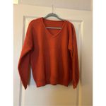 NEW~ V Neck Waffle Knit Sweater Outfits Loose Pullover M Orange Size M Photo 2