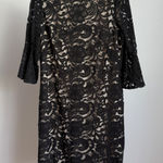 Vince Camuto Black Lace Dress Size 16 Party Cocktail Witchy Flared Sleeve Photo 0