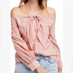 Free People  hello there beautiful striped off shoulder blouse Photo 4