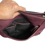 Levenger Shoulder Bag Large Medium Maroon Burgundy Fold Over Chic Purse Saddle Photo 9