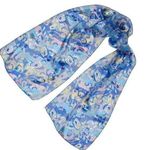 Vintage 80s Blue & Pink Metallic Floral Scarf Wraps Photo 0