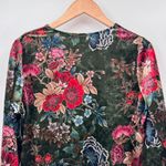 Calessa‎ Forest Fairy Velvet Boho Hippie Shirt Womens Medium Green Floral Print Photo 7
