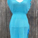 Cupshe Woman’s XS Turquoise Blue Crochet Beach Coverup Side Slits Soft Beachy Photo 0