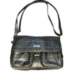 MultiSac Faux Leather Croc Gray Multi Pocket Medium Shoulder Crossbody Bag Photo 1