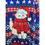 Jolly Sweaters Women's XL Blue/Red Ugly Christmas Sweater Furry Cat Persian Red Photo 1