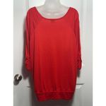 Faded Glory  Women's Red Sequined Blouse Top 3/4 Sleeve Size 1X 16W Photo 1