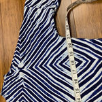 Chico's Geometric Print Top Womens Medium Blue White Diamond Pattern 3/4 Blouse Photo 4