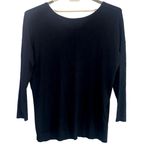 Lane Bryant Lightweight Knit High Low V Neck Sweater Side Slit 18 20 Black #4227 Photo 9