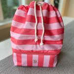 Victoria's Secret Victoria’s Secret Pink Coral Striped Drawstring Cooler Backpack NEW Photo 12