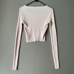 Brandy Melville  sz One Size 100% cotton‎ pink ribbed long sleeve sweater Photo 3