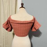 Windsor Women Coral Peasant Lace-Up Off the Shoulder Cottagecore Cropped Top L Photo 7
