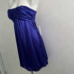 Poetry Satin Ruched Strapless dress Blue Medium Knee Length Womens Photo 6