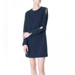 Tibi  Structured Crepe Button Detail Shift Dress Navy Size 4 Career Cocktail EUC Photo 0