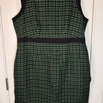 Evan Picone Black Label Sheath Dress Size 16 Green Black Geometric Office Work Photo 1