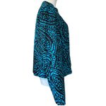 Vintage Molly & Maxx Petite Teal Blue Black Paisley Jacket Blouse PM Medium M Size undefined Photo 3