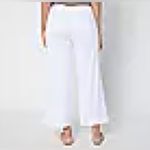 NYDJ  White Linen Viscose Wide-Leg Crop Capri Pants Photo 1