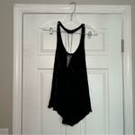 Free People  Black Asymmetrical Cut Out Tank Top women’s XS beaded‎ mesh party Photo 2