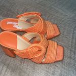 Alex Marie Quimby Raffia Slide Sandals Women's Orange Woven Heeled Sandals Photo 4