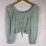 Hollister  Floral Smocked Cinch Front Cropped Long Sleeve Photo 1